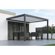 Pergola bioclimatique S3 4x3.5m lames parallèles adossée