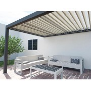 Pergola bioclimatique S3 murs en L lames perpendiculaires