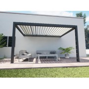 Pergola bioclimatique lames perpendiculaires S3 4.5x3m adossée