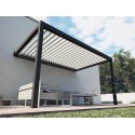 Pergola Bioclimatique Aluminium S3 Adossée Lames Orientables Perpendiculaires Électrique (Motorisation Vérin) Sur Mesure