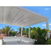 Pergola Toile Rétractable S-Luxe Etanche Sauleda® Adossée 6m avec 3 Poteaux