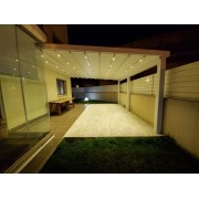 Pergola Toile Rétractable S-Luxe Eclairage Led Sauleda® Adossée 3 Poteaux