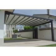 Pergola Toile Rétractable 4x5m Gris 7016 S-Luxe Sauleda® Adossée Motorisée