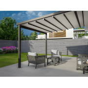 Pergola Toile Rétractable 4m Gris Anthracite 7016 S-Luxe Sauleda® Adossée Electrique