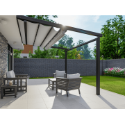 Pergola Toile Rétractable 4x4m Blanche Motorisée S-Luxe Sauleda® Adossée