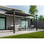 Pergola Toile Rétractable 4x4m Gris Anthracite S-Luxe Sauleda® Adossée Electrique