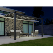 Pergola Toile Rétractable S-Luxe Sauleda® Adossée + Lumière Led 