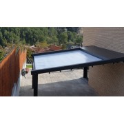 Pergola Toile Rétractable S-Luxe Etanche Soltis w96 Ferrari® Adossée Electrique Gris Ral 7016