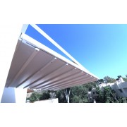 Pergola Suspendue (Bras de Supprts) Blanc Toile Rétractable S-Luxe Soltis w96 Ferrari® Etanche Electrique