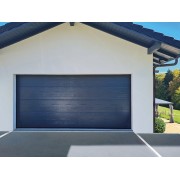 Porte de Garage Sectionnelle Electrique Somfy 4 x 2.10 Gris Anthracite 7016 Finiton Veinée Bois