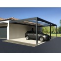 Structure Seule Carport Aluminium Toit Plat H3 Adossée (Armature Sans Plaque) Sur Mesure