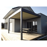 Pergola Aluminium Toit Retractable sur Terrasse Bois