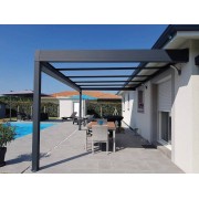 Structure Seule Pergola Toit Plat Aluminium Adossée (pour toiture polycarbonate, panneau sandwich, solaire photovoltaique, verre