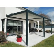 Pergola bioclimatique S3 4x3.5m lames parallèles adossée