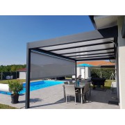 Store à Guide manuel façade micro-perforé SWK M654 Grey pour pergola