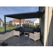 Pergola toile enroulable sur muret 4m de large