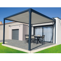 Pergola Bioclimatique M1 A 4m x L 3.5m 14m² Aluminium Auto-Portée Lames Parallèles Électrique Télécommande ou Interrupteur