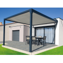 Pergola Bioclimatique M1 A 3.1m x L 3.5m 10,8m² Aluminium Adossée Lames Parallèles Électrique Télécommande ou Interrupteur