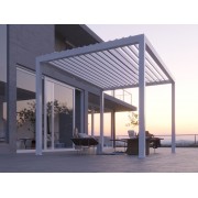 Pergola bioclimatique S3 4x4 en 4 poteaux lames perpendiculaires