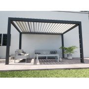 Pergola bioclimatique S3 4 poteaux 4x3m lames perpendiculaires