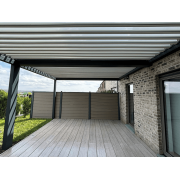 x2 Pergolas bioclimatiques 3.39x4.3m entre 3 murs lames perpendiculaires