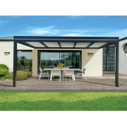 Pergola Aluminium Toit Plat Panneaux Sandwich 32mm Adossée 6x5m