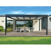 Pergola Aluminium Toit Plat Panneaux Sandwich 32mm Autoportée 6x5m