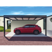 Carport Aluminium Toit Plat Panneaux Sandwich 32mm Adossé 6x4m