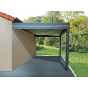 Carport Aluminium Toit Plat Bac Acier Adossé 5.8m