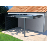 Carport Aluminium Toit Plat Panneaux Sandwich 32mm Poteau Déporté