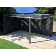 Claustras Fixes Brise-Vue Lames Horizontales RAL 7016 sur Carport