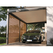 Claustra sur Carport Brise-Vue Lames Horizontales Effet Bois