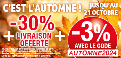 Promotion -3% Supplémentaire avec le code AUTOMNES2024