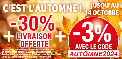 Promotion -3% Supplémentaire avec le code AUTOMNES2024