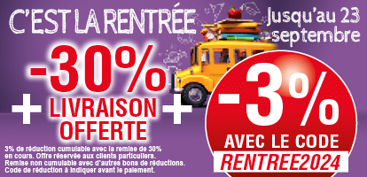 Promotion -3% Supplémentaire avec le code RENTREE2024