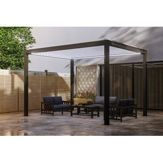 Pergola Bioclimatique Aluminium S3 AUTO-PORTÉE Lames Orientables Parallèles Électrique (Motorisation Vérin) Sur Mesure