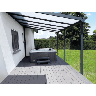 Pergola Toit Polycarbonate 32mm Aluminium CL Adossée Sur Mesure