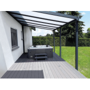 Pergola Polycarbonate Aluminium Adossée 6x4 Gris Anthracite RAL 7016 Plaques Finition Opaque