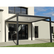 Pergola bioclimatique S3 4x4m lames perpendiculaires autoportée