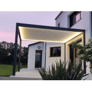 Pergola bioclimatique S3 4x4m lames perpendiculaires avec lumière led 4 côtés et variateur d'intensité