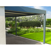 Pergola adossée H3 8.65x3m toit plat panneaux sandwich