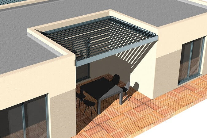 pergola bioclimatique entre plusieurs mu