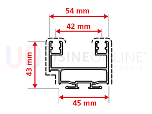 Rails Coulissant 2 Vantaux - Aluminium Hauteur 43 mm et Galets en Polyamide Roulement à Aiguille 