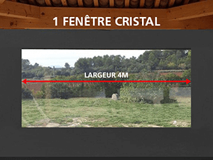 Répartition 1 Fenêtre Cristal Largeur 4m, Toile Précontrainte Compense les 2 Côtés